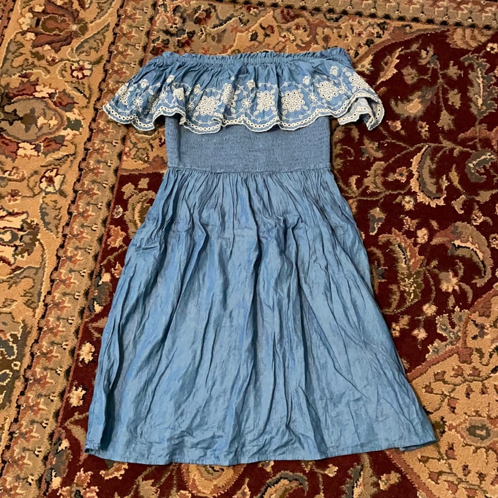 Off the shoulder blue Jean dresss